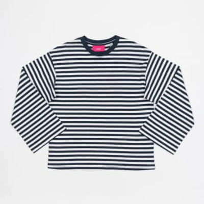 Shop Jjxx Womens Amalie Long Sleeve Stripe T-shirt In Navy & White In Blue