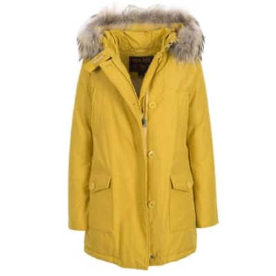 Shop Woolrich Authentic Arctic Parka In Ramar With Detachable Fur Trim Yellow