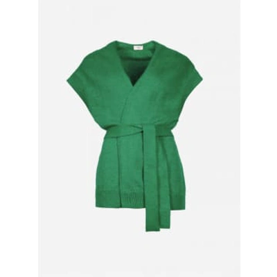 Shop Ange Lelovely Sleeveless Cardigan In Green