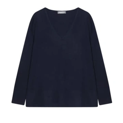 Shop Cashmere-fashion-store Esisto Sommer Kaschmir Sweater V-neck Long-sleeves In Blue