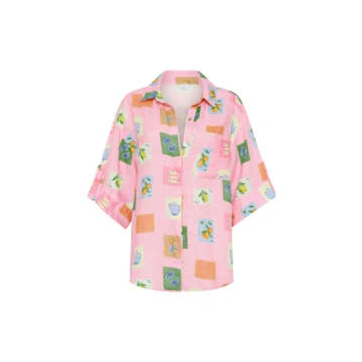 Shop Palm Noosa Mirage Shirt Pink Emblem
