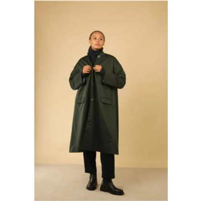 Shop Percy Langley Pure Cotton A-line Coat In Sage Green By Lora Gene