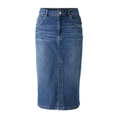 Shop Oui Fashion Denim Skirt The Midi In Blue