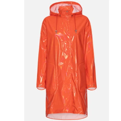 Shop New Arrivals Ilse Jacobsen Shiney Raincoat In Hot Orange