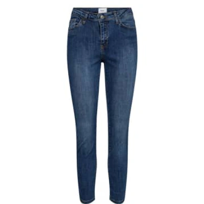 Shop Numph Nusidney Medium Blue Denim Cropped Jeans
