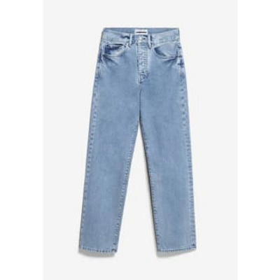 Shop Armedangels Aaikala Light Fresh Blue Straight Fit Jeans
