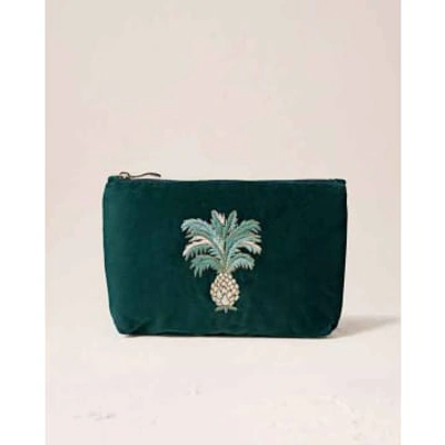 Shop Elizabeth Scarlett Pineapples Mini Pouch Velvet Emerald
