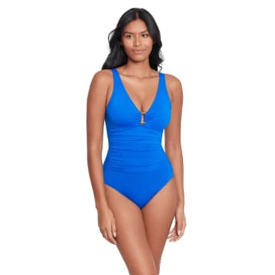 Shop Ralph Lauren Beach Club Swimsuit In Royal Blue