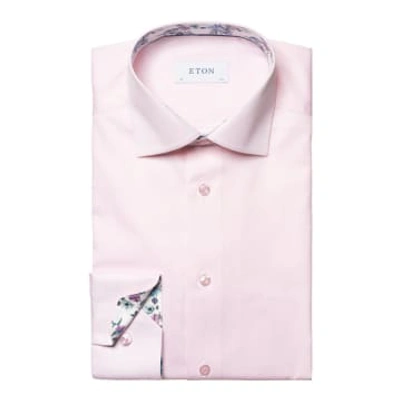 Shop Eton - Pink Contemporary Fit Signature Twill Shirt With Floral Contrast Details 10001168380
