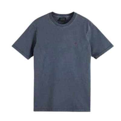 Shop Scotch & Soda Menswear Embroidered T-shirt In Blue