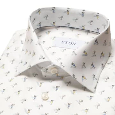 Shop Eton - White Contemporary Fit Drink Print Signature Poplin Shirt 10001165101