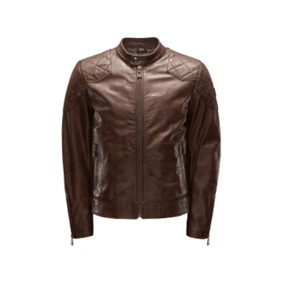 Shop Belstaff Outlaw Jacket Hand Waxed Leather Saddle Brown