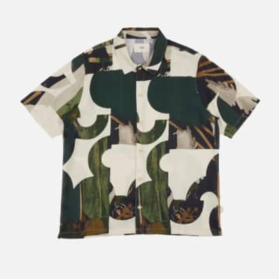 Shop Folk Gabe Shirt Cutout Print Multi Olive In Green