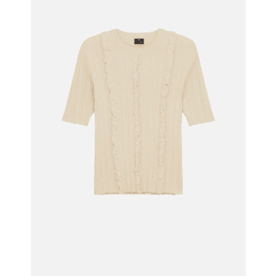 Shop Paul Smith Ruffles Ss Knited Top Col: 03 Ice White, Size: M