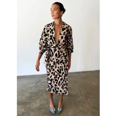 Shop Never Fully Dressed Cotton Linen Leopard Maxi Jaspre Skirt In Animal Print