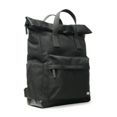 Shop Roka London Back Pack Rucksack Canfield B Medium Recycled Repurposed Sustainable Canvas In All Black