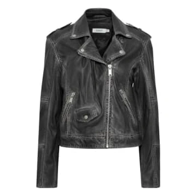 Shop B.young Bydenno Leather Biker Jacket Grey