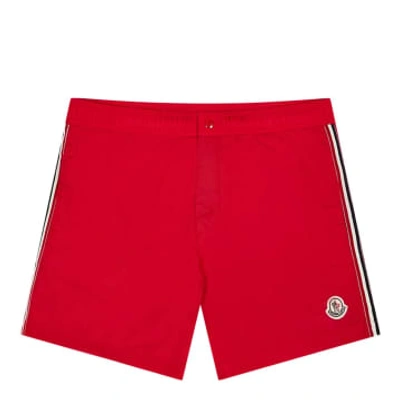 Shop Moncler Stripe Swim Shorts In Red