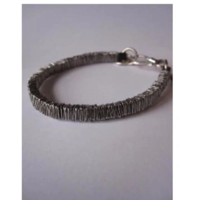 Shop Goti 925 Oxidised Silver Sq Bracelet In Metallic