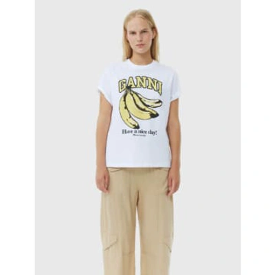 Shop Ganni White Relaxed Banana T-shirt