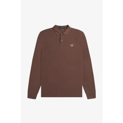 Shop Fred Perry M6006 Plain Long Sleeve Polo In Grey