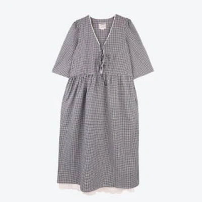 Shop Meadows Mahonia Navy Gingham Dress In Blue