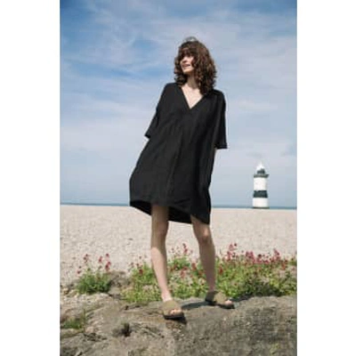 Shop Beaumont Organic Cari-may Organic Cotton And Linen Dress In Black
