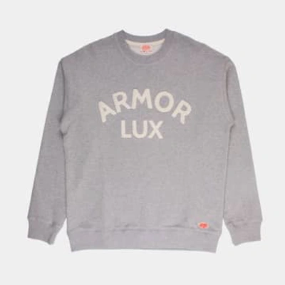 Shop Armor-lux Flock Logo Sweatshirt In Grey