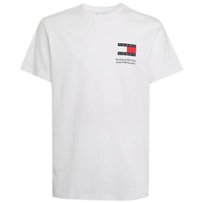 Shop Tommy Hilfiger Tommy Jeans Slim Essential Flag T-shirt In White