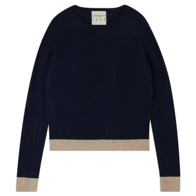 Shop Jumper 1234 Contrast Crew Sweater In Navy And Brown In Blue