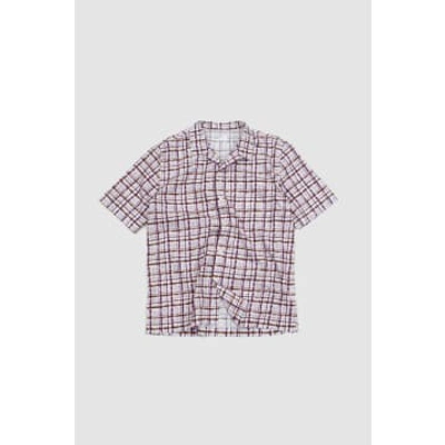 Shop Universal Works Road Shirt Ecru/lilac Tie-dye Print Cotton