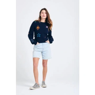 Shop Jumper 1234 Cowboy Icon Crew Sweater In Blue