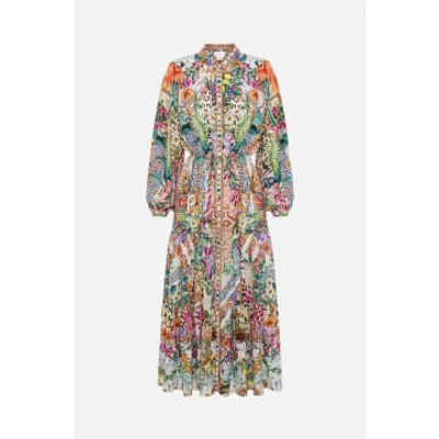 Shop Camilla Flowers Of Neptune Tiered Long Shirt Dress Col: Multi