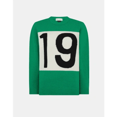 Shop Bella Freud New Era 1970 Wool Jumper Col: Green Multi, Size: S