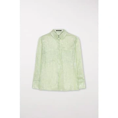 Shop Luisa Cerano Pastel Sequin Long Sleeve Shirt Col: Green