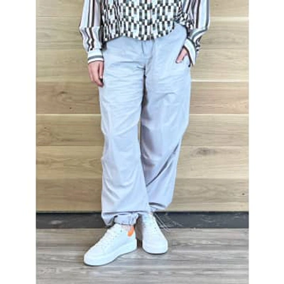 Shop Ottod'ame Poplin Trousers With Drawstring Oyster