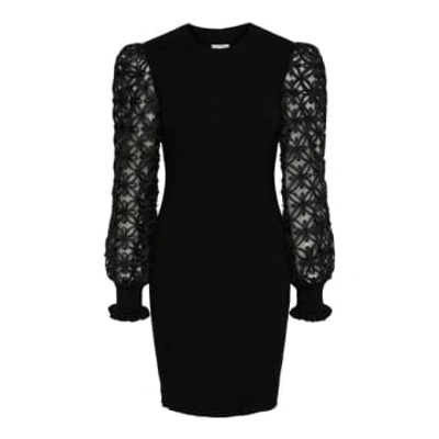 Shop Y.a.s. Frillme Ls Knit Dress In Black