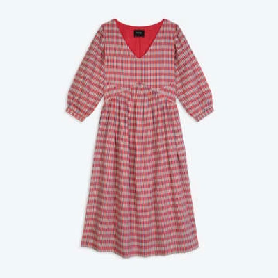 Shop Lowie Red & Blue Handwoven Check Dress