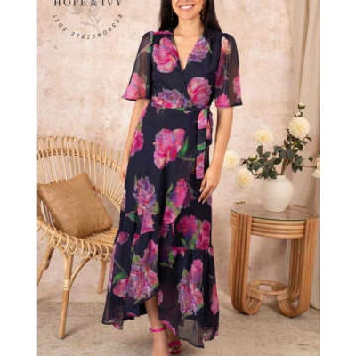 Shop Hope & Ivy - Ashia Maxi Wrap Dress