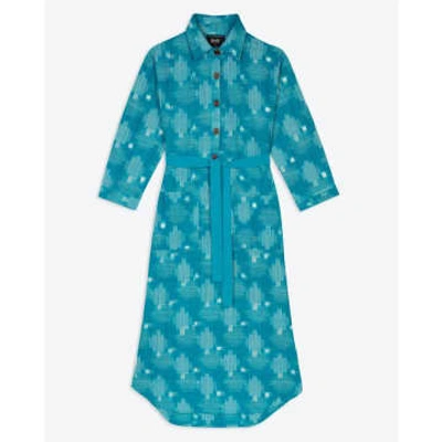 Shop Lowie Aqua Ikat Tiered Dress