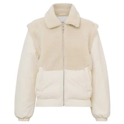 Shop Yaya Nylon Bomber Jacket With Pockets And Teddy Details In White
