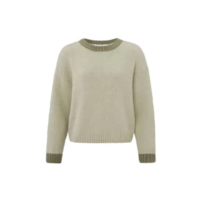 Shop Yaya Sweater With Round Neck, Long Sleeves And Dropped Shoulders In Metallic