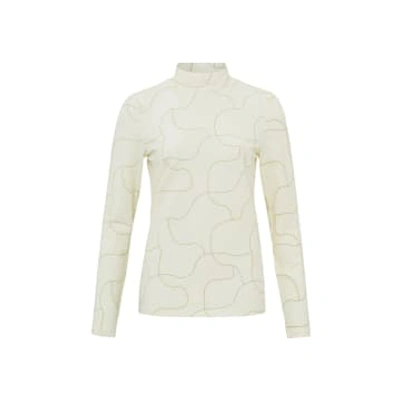 Shop Yaya Jersey Top With Turtleneck, Long Sleeves And Playful Print In White