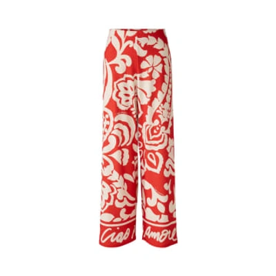 Shop Ouí Marlene Trousers Red & White