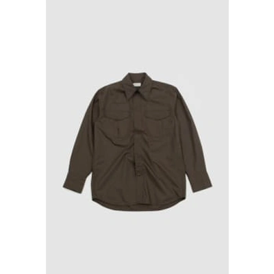 Shop Lemaire Western Shirt With Snaps Espresso