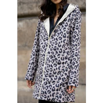 Shop Laura Jo Reversible Leopard Long Waterproof Jacket In Animal Print