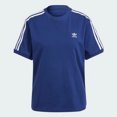 Shop Adidas Originals Dark Blue 3 Stripes T Shirt