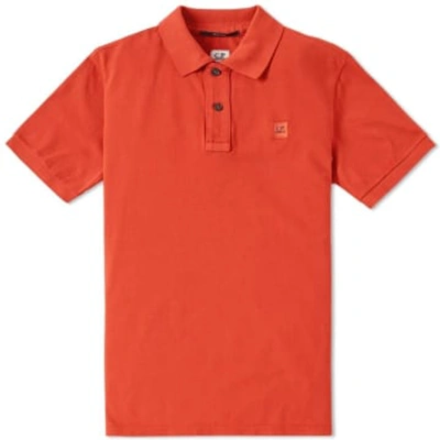 Shop C.p. Company Stretch Pique Slim Fit Logo Polo Spicy Orange