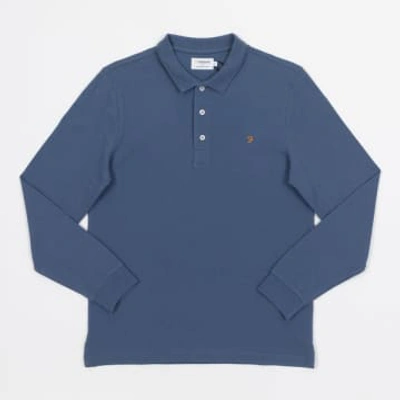 Shop Farah Blanes Long Sleeve Polo Shirt In Blue