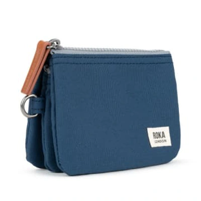Shop Roka Purse Carnaby Small Recycled Repurposed Sustainable Canvas In Deep Blue